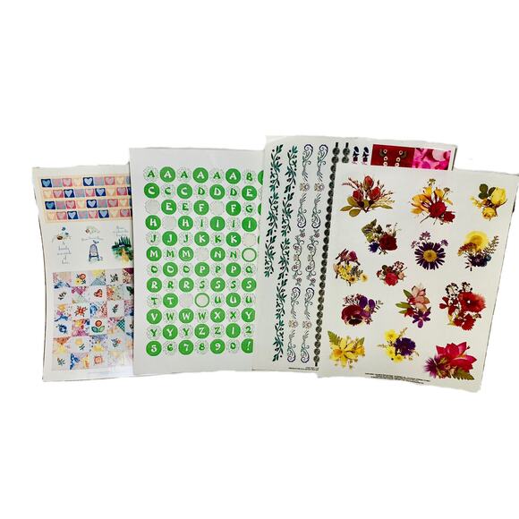 Sticker Lot Mixed Floral Border Heart Alphabet Quilt Scrapbooking Stickers - Picture 8 of 8